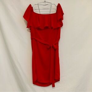 🎄❤️ Forever 21 Red Off-Shoulder Ruffle Mini Dress – Size Small – NWOT ❤️🎄